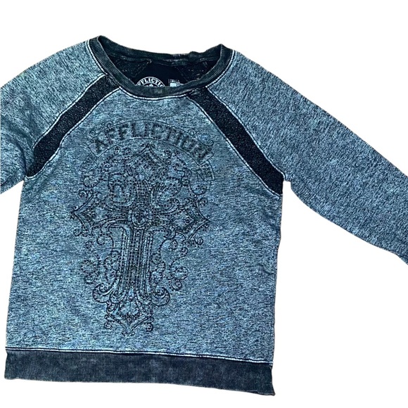 Affliction Live Fast Distressed Rhinestones Embellished Women's Sweatshirt Sz S - Picture 4 of 12